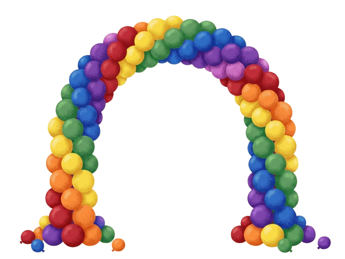 Arco decorativo de balões coloridos, feito à mão